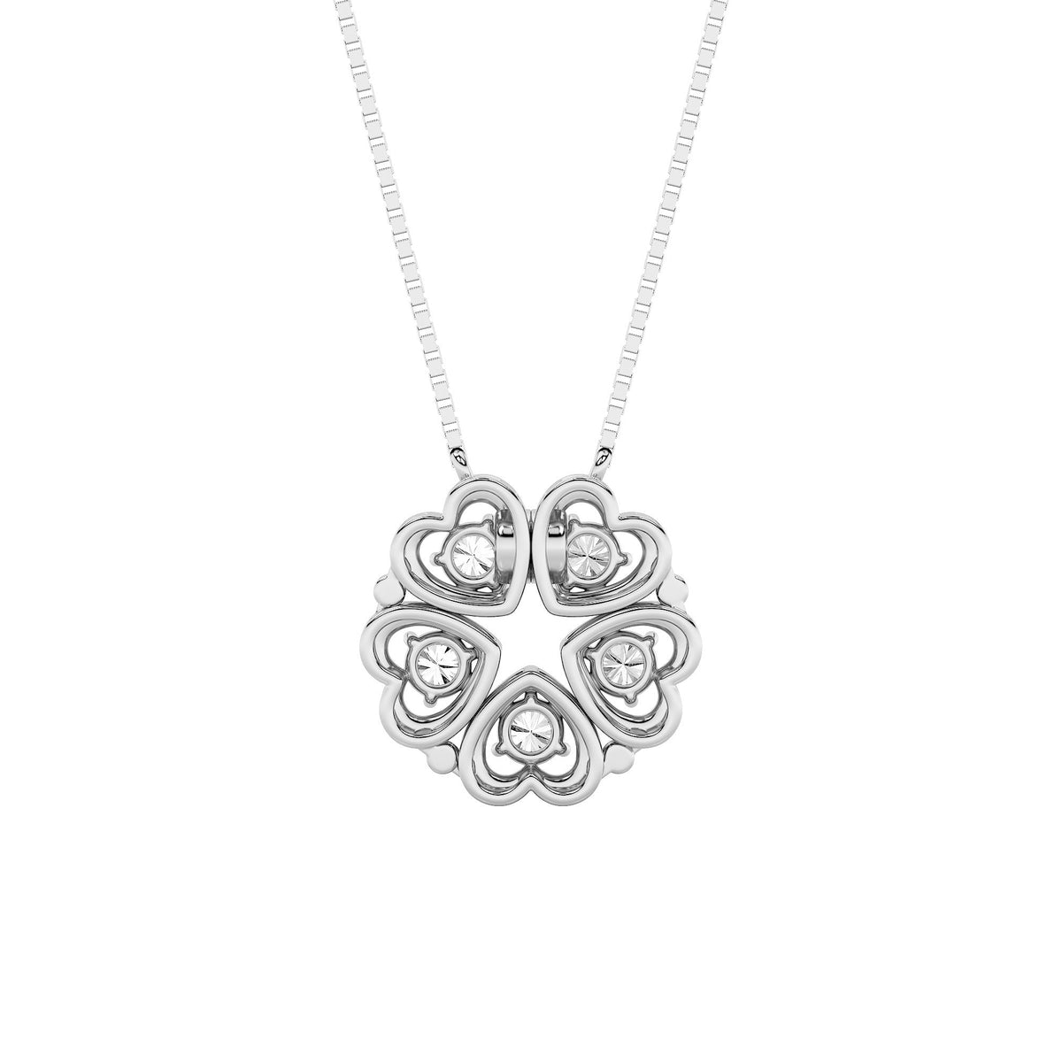 1CTW Round Lab-Grown Diamond Heart Necklace 5 Stones