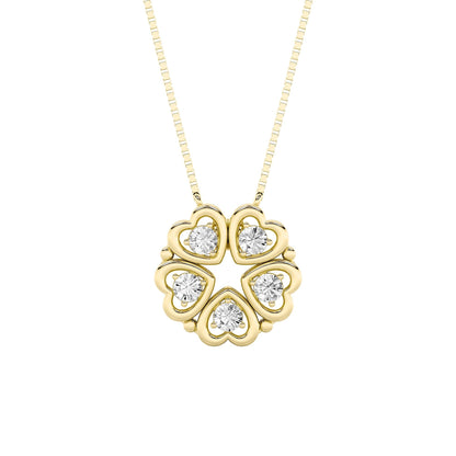 1CTW Round Lab-Grown Diamond Heart Necklace 5 Stones