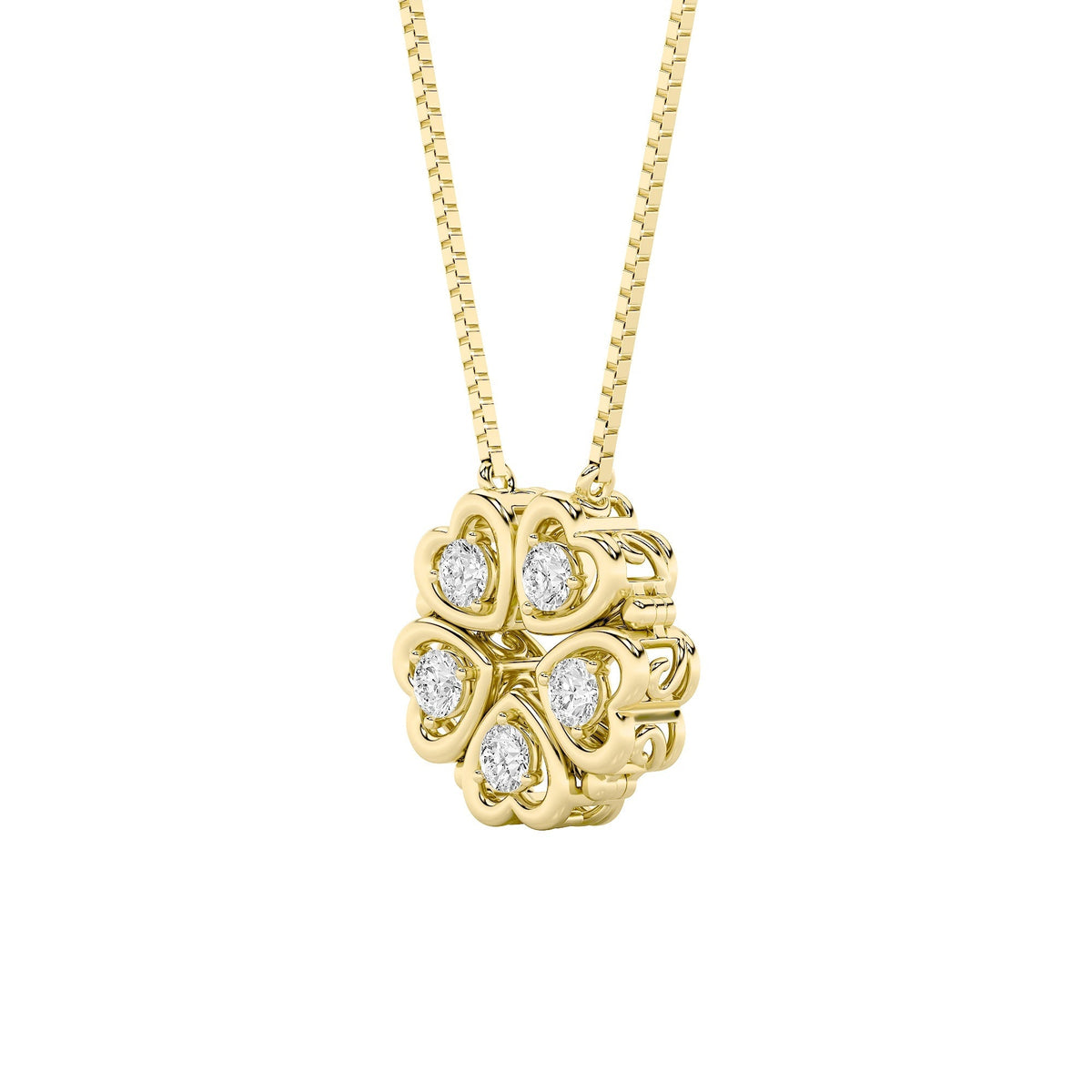1CTW Round Lab-Grown Diamond Heart Necklace 5 Stones