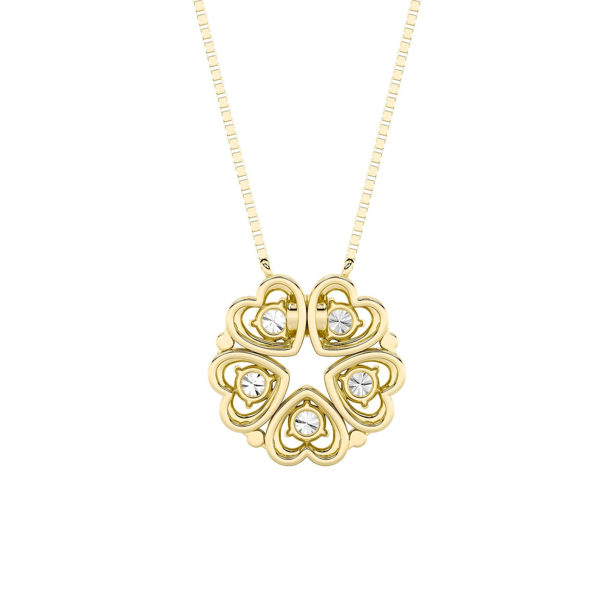 1CTW Round Lab-Grown Diamond Heart Necklace 5 Stones