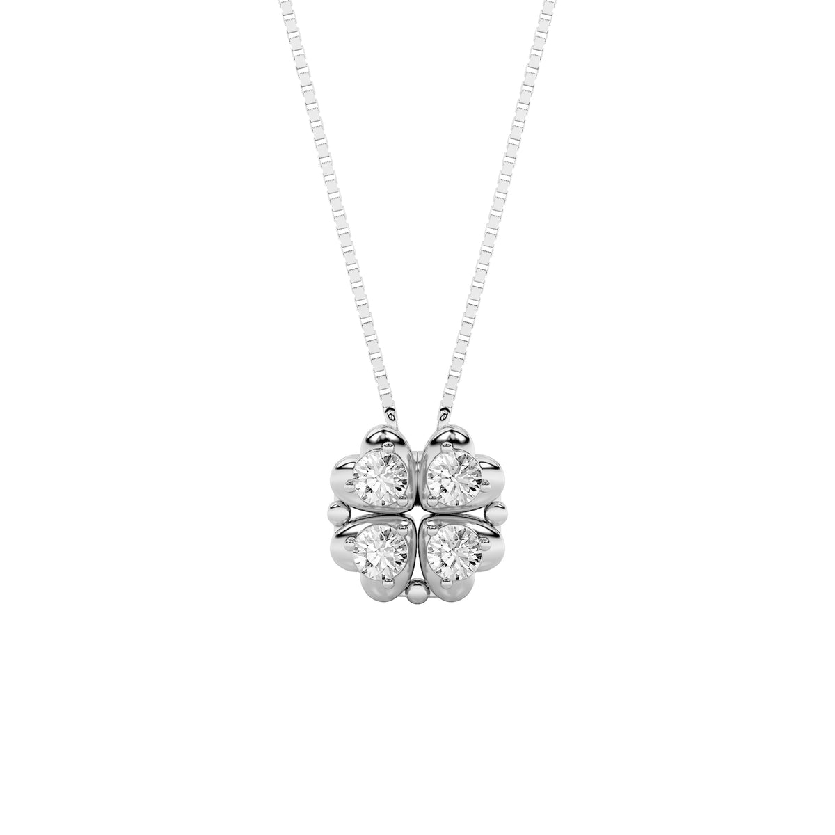 1CTW Round Lab-Grown Diamond Prong Heart Necklace 4 Stones