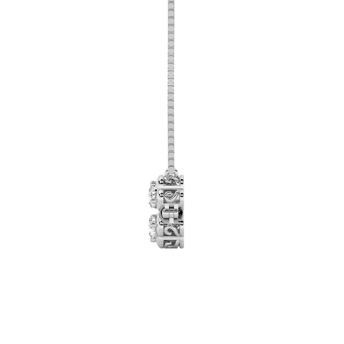 1CTW Round Lab-Grown Diamond Prong Heart Necklace 4 Stones