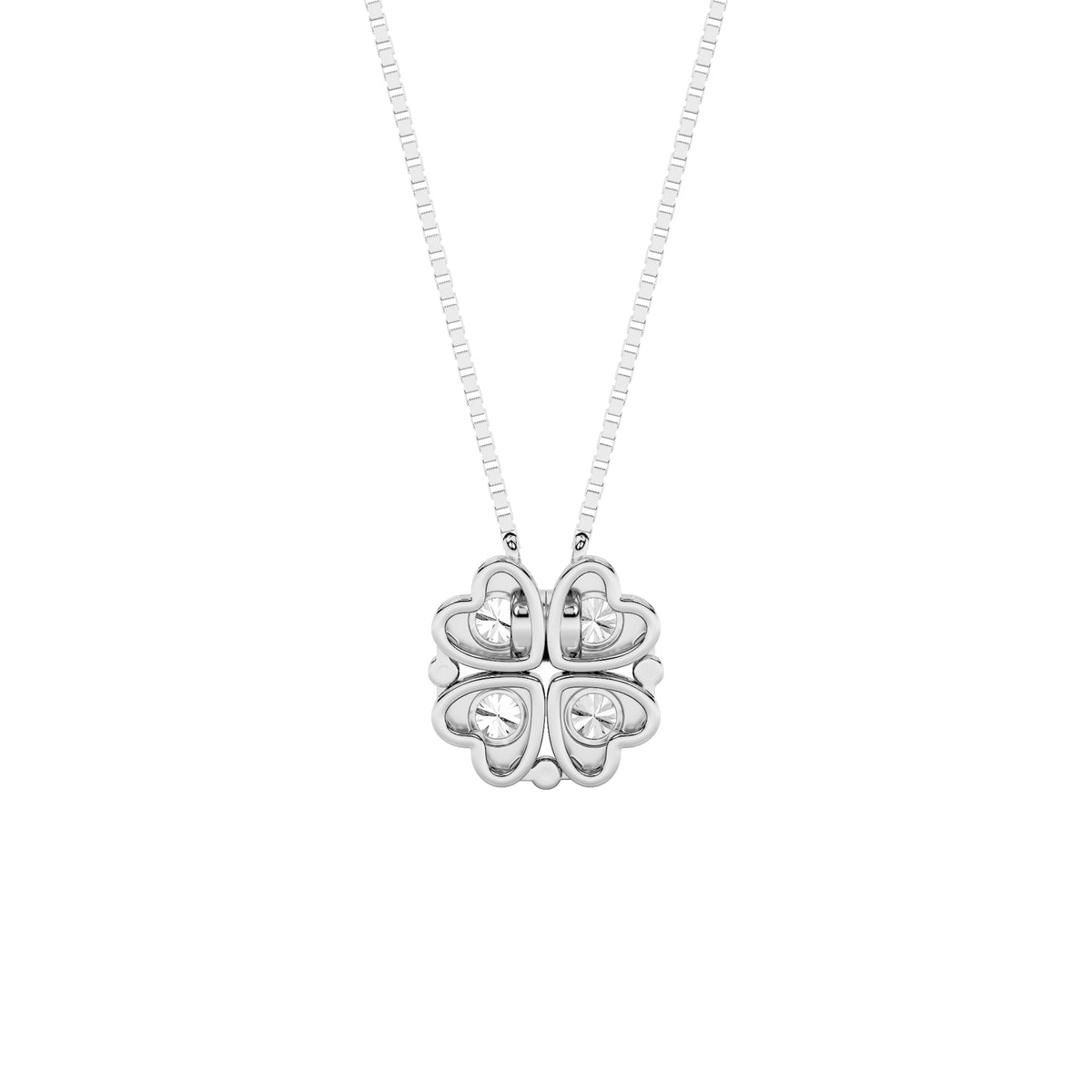 1CTW Round Lab-Grown Diamond Prong Heart Necklace 4 Stones