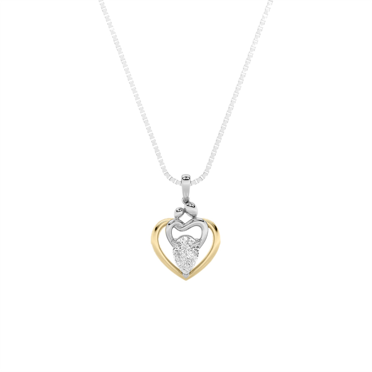 1.5CTW Pear Lab-Grown Diamond Prong Heart Pendant 1 Stone