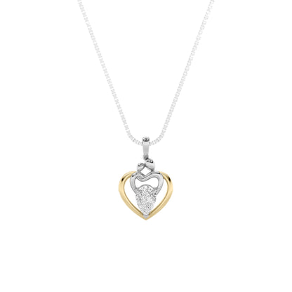 1.5CTW Pear Lab-Grown Diamond Prong Heart Pendant 1 Stone