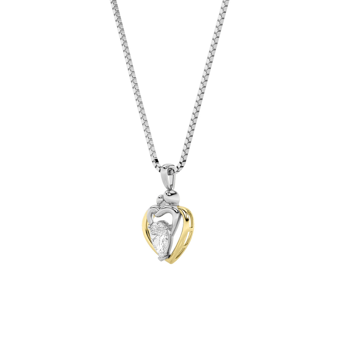 1.5CTW Pear Lab-Grown Diamond Prong Heart Pendant 1 Stone