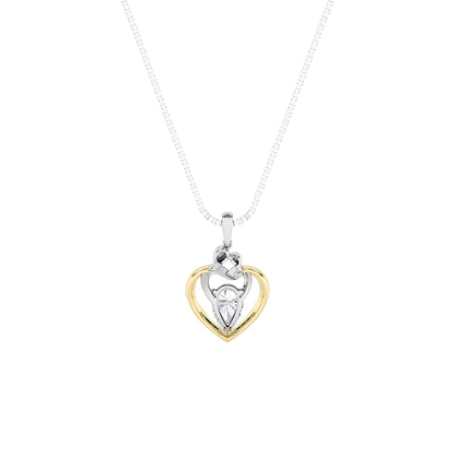 1.5CTW Pear Lab-Grown Diamond Prong Heart Pendant 1 Stone