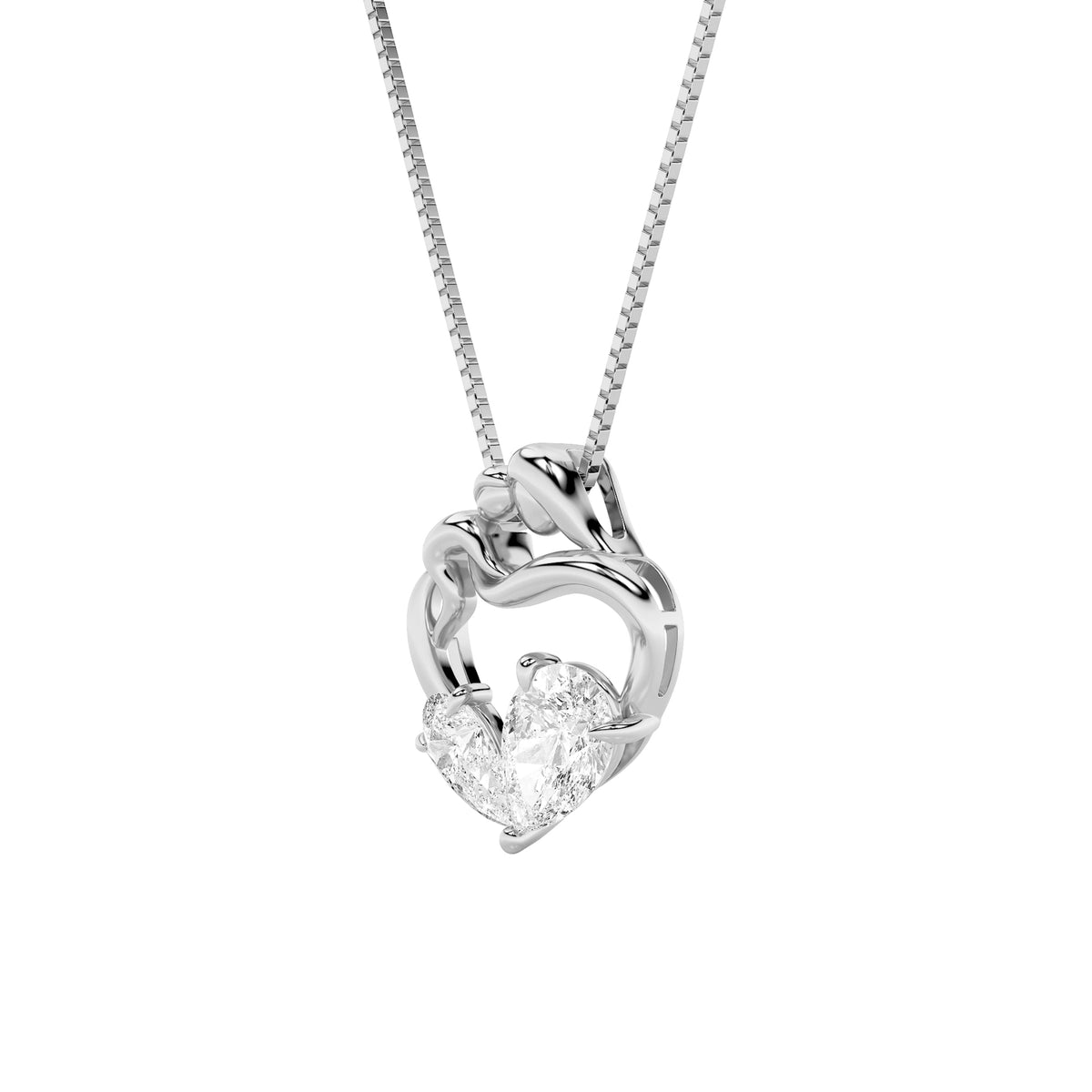 3CTW Pear Lab-Grown Diamond Prong Mother & Child Heart Pendant 2 Stones