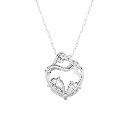 3CTW Pear Lab-Grown Diamond Prong Mother & Child Heart Pendant 2 Stones