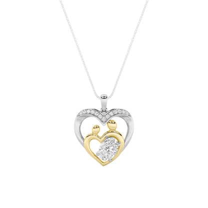 1CTW Oval Lab-Grown Diamond Prong Heart Pendant 14 Stones