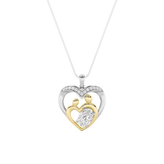 1CTW Oval Lab-Grown Diamond Prong Heart Pendant 14 Stones