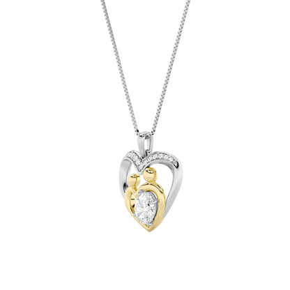 1CTW Oval Lab-Grown Diamond Prong Heart Pendant 14 Stones