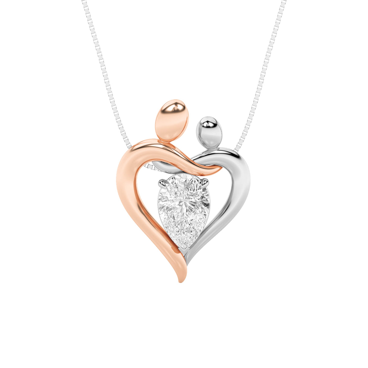 1.5CTW Pear Lab-Grown Diamond Prong Mother and Child Heart Pendant 1 Stone