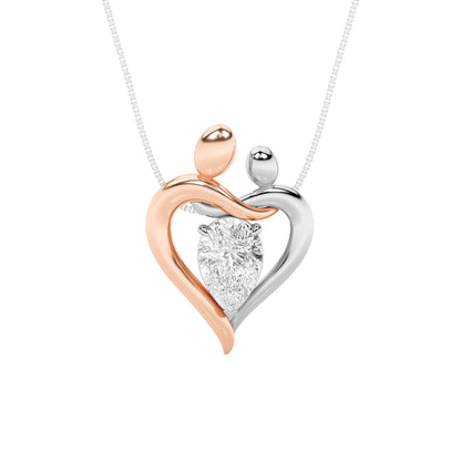1.5CTW Pear Lab-Grown Diamond Prong Mother and Child Heart Pendant 1 Stone