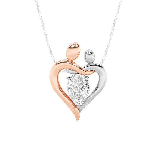 1.5CTW Pear Lab-Grown Diamond Prong Mother and Child Heart Pendant 1 Stone