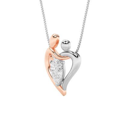 1.5CTW Pear Lab-Grown Diamond Prong Mother and Child Heart Pendant 1 Stone