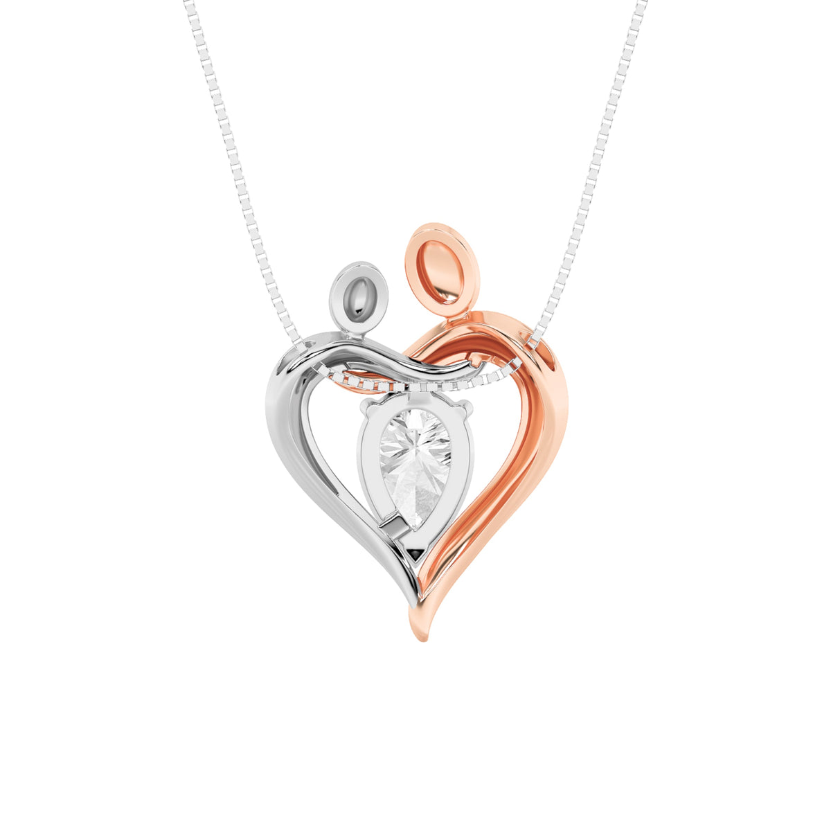 1.5CTW Pear Lab-Grown Diamond Prong Mother and Child Heart Pendant 1 Stone