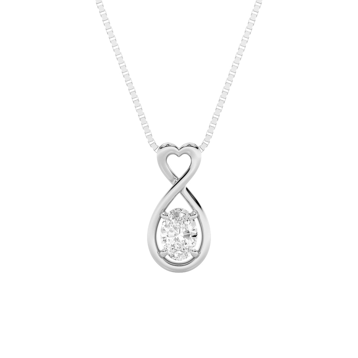 1CTW Oval Lab-Grown Diamond Prong Fancy Solitaire Pendant 1 Stone