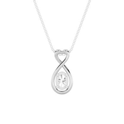 1CTW Oval Lab-Grown Diamond Prong Fancy Solitaire Pendant 1 Stone