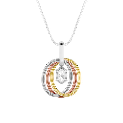 1.5CTW Oval Lab-Grown Diamond Three Tone Solitaire Accented Pendant 8 Stones