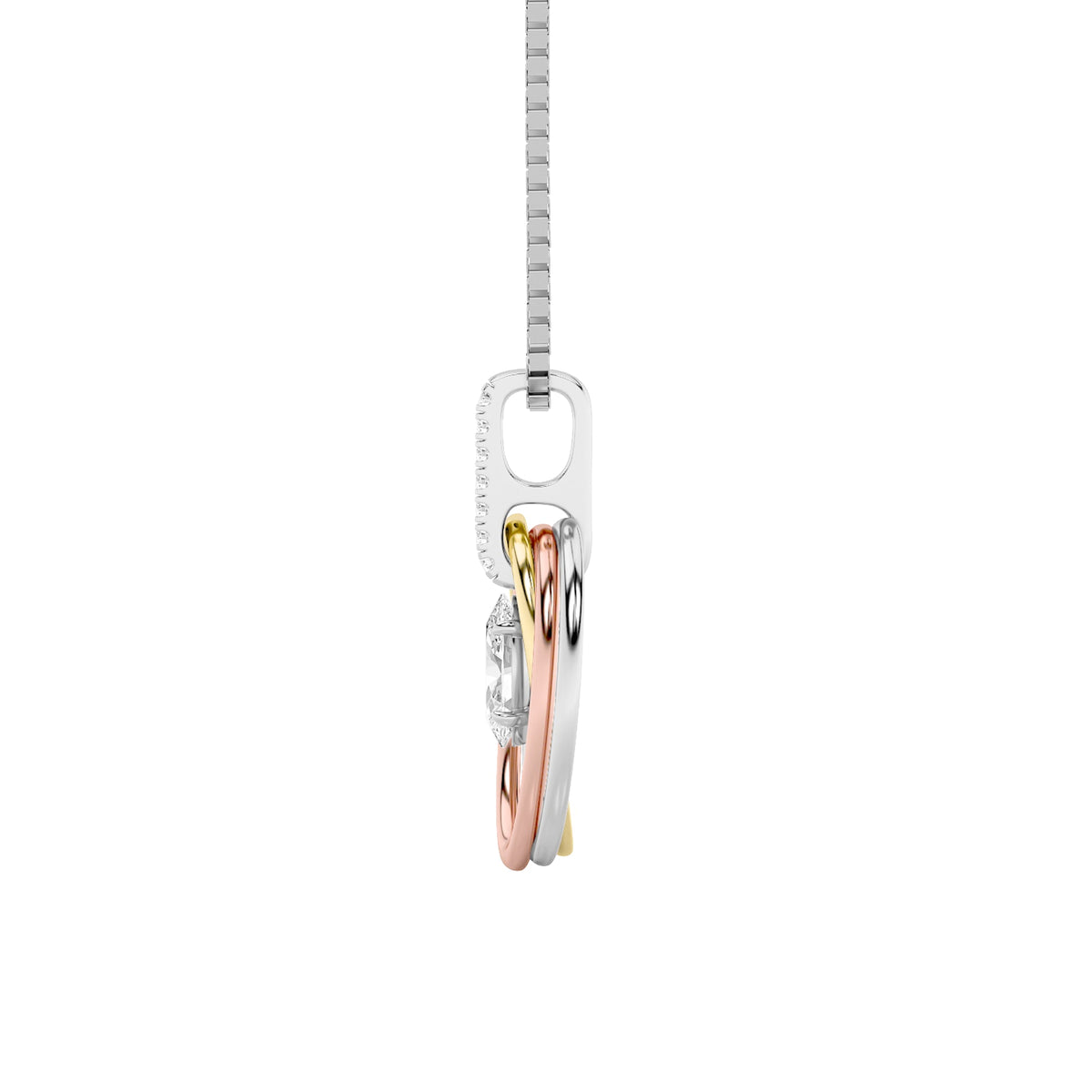 1.5CTW Oval Lab-Grown Diamond Three Tone Solitaire Accented Pendant 8 Stones