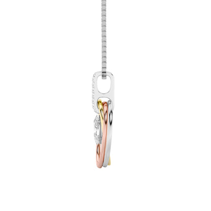 1.5CTW Oval Lab-Grown Diamond Three Tone Solitaire Accented Pendant 8 Stones