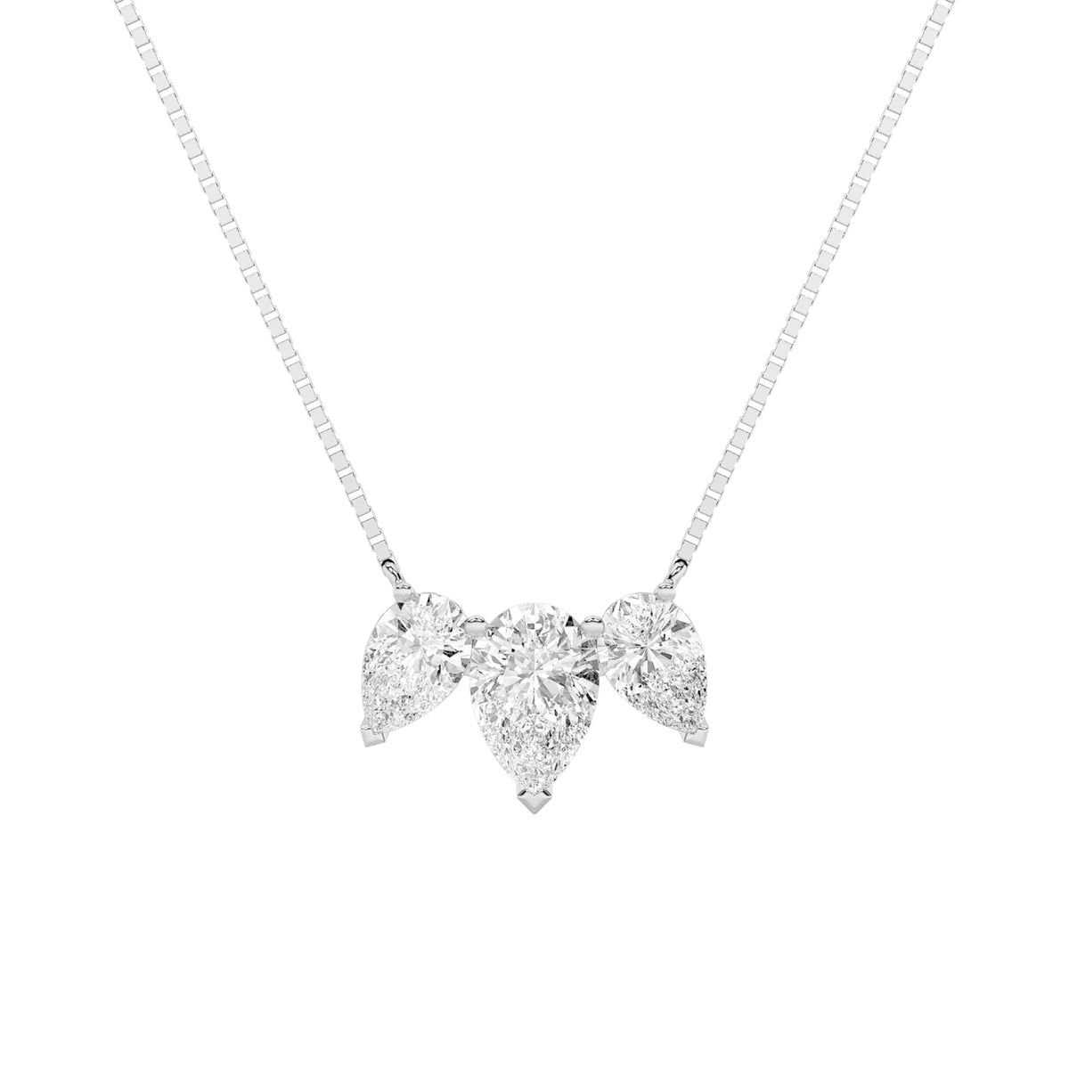 3CTW Pear Lab-Grown Diamond Prong Three Stone Necklace 3 Stones