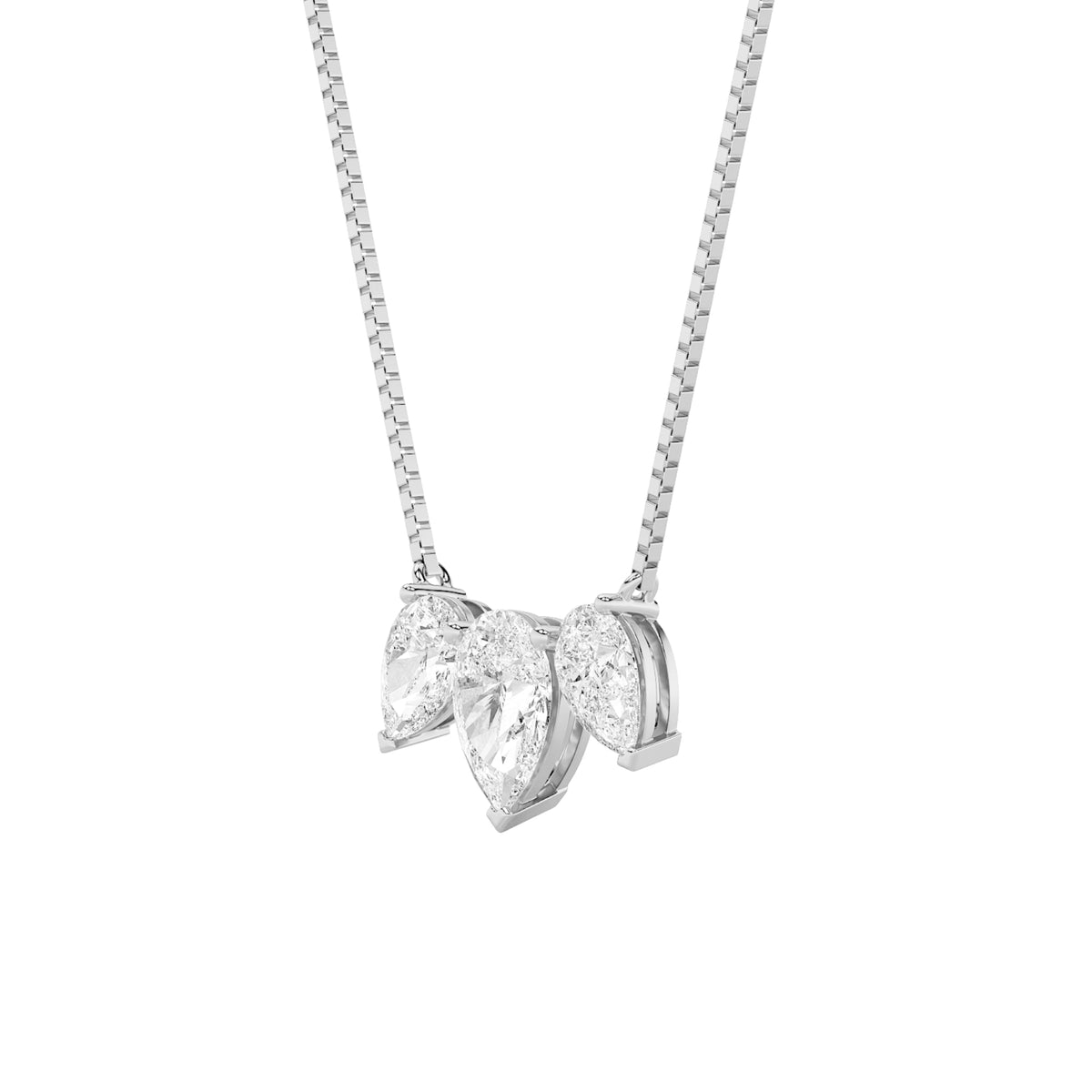 3CTW Pear Lab-Grown Diamond Prong Three Stone Necklace 3 Stones