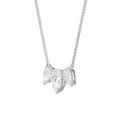 3CTW Pear Lab-Grown Diamond Prong Three Stone Necklace 3 Stones