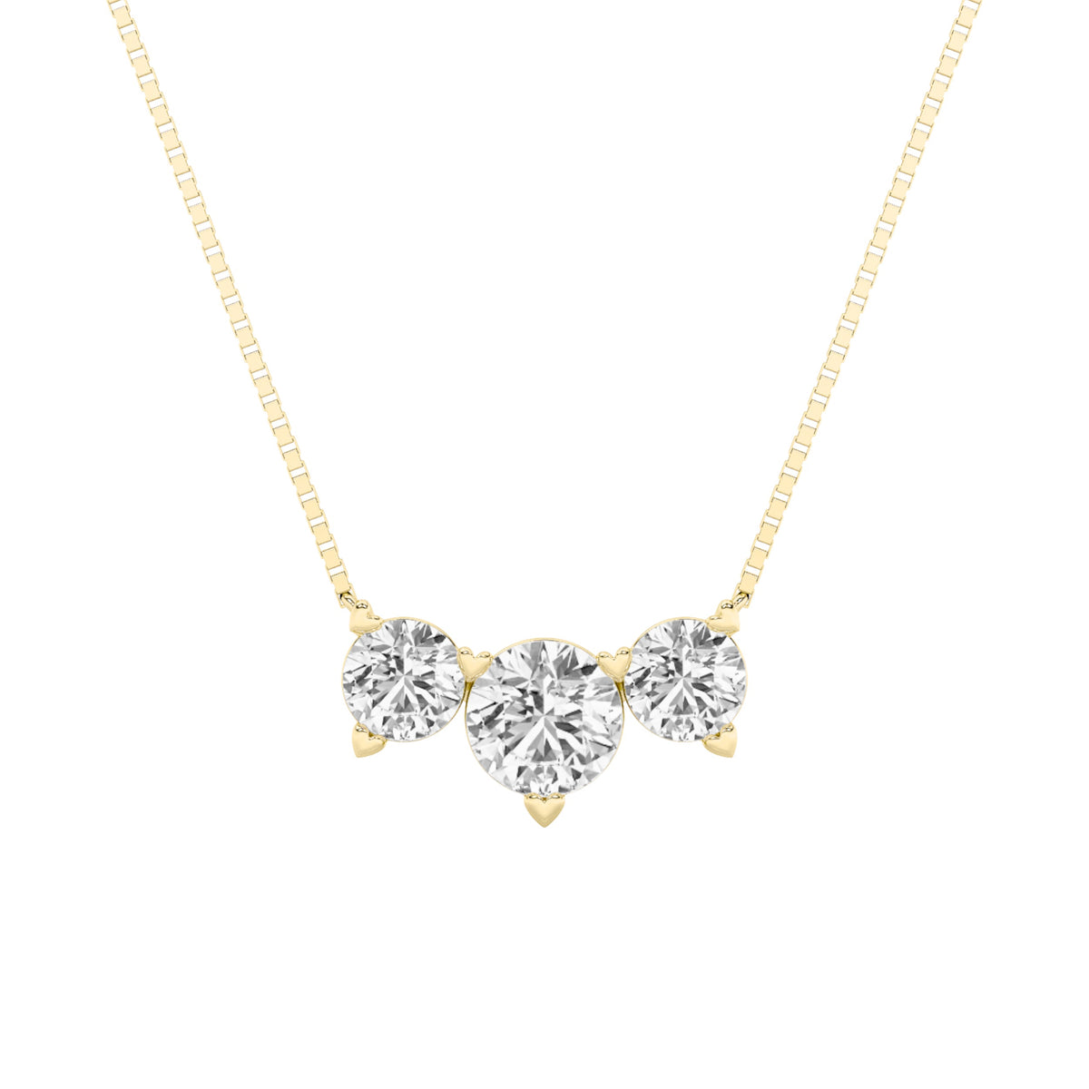 2CTW Round Lab-Grown Diamond Prong Three Stone Necklace 3 Stones