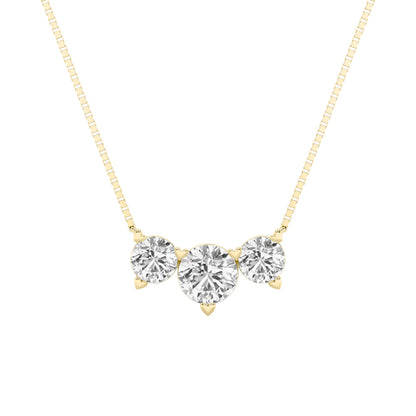 2CTW Round Lab-Grown Diamond Prong Three Stone Necklace 3 Stones