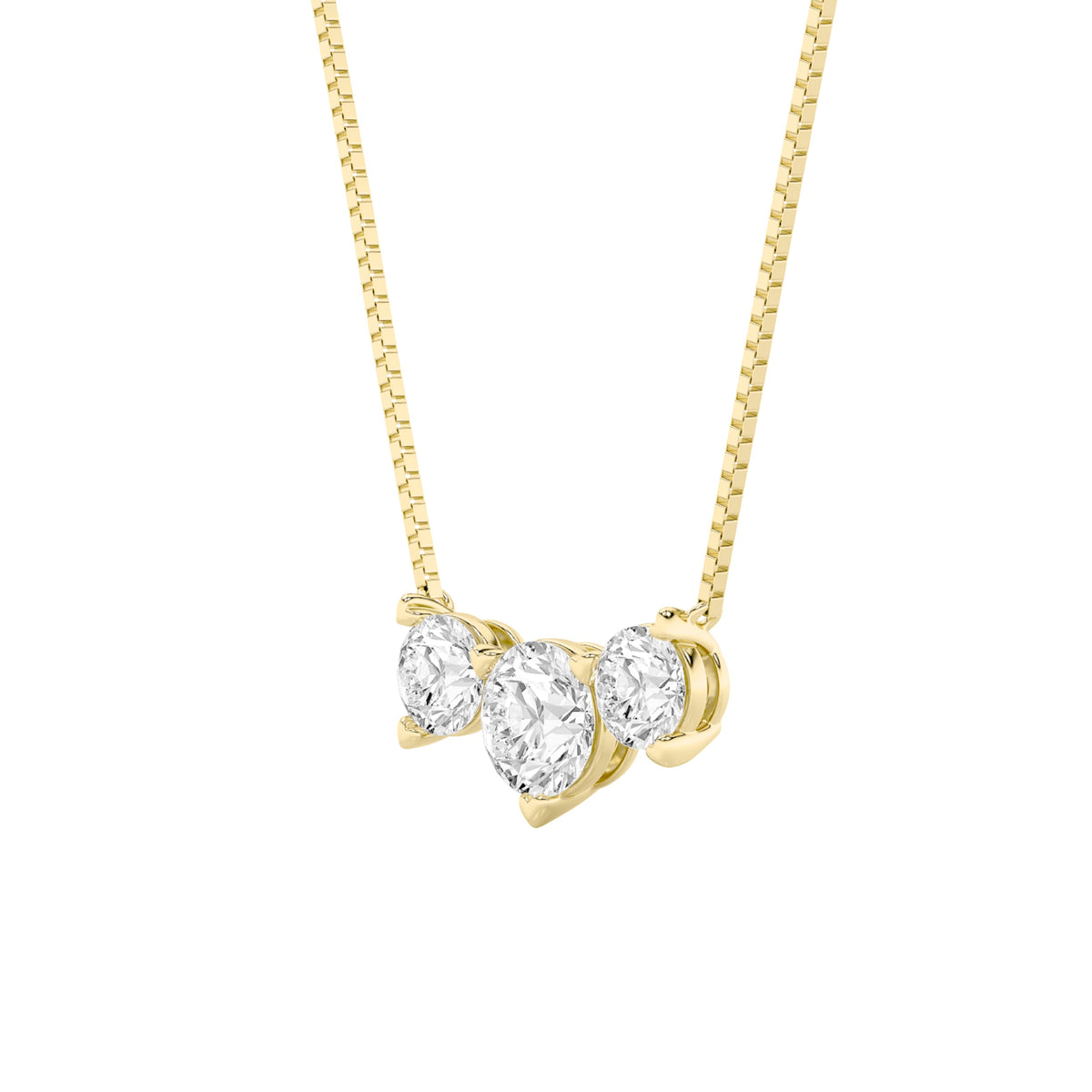 2CTW Round Lab-Grown Diamond Prong Three Stone Necklace 3 Stones