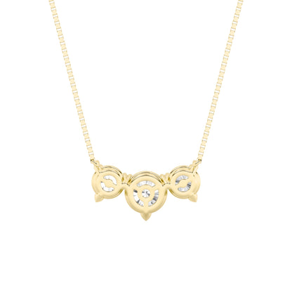 2CTW Round Lab-Grown Diamond Prong Three Stone Necklace 3 Stones