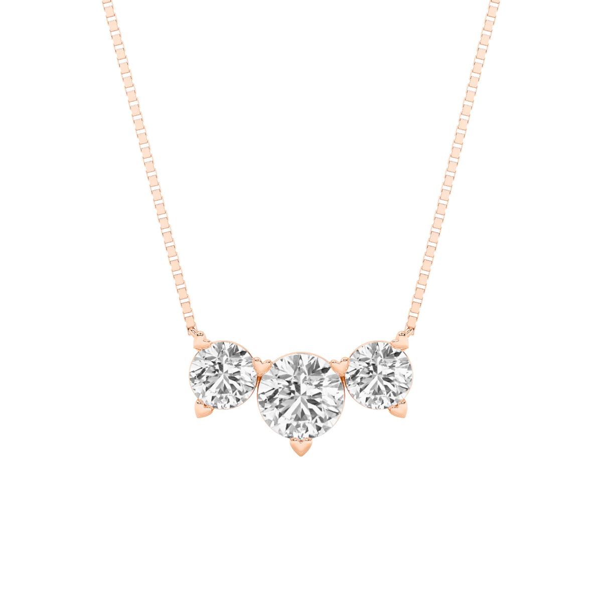 2CTW Round Lab-Grown Diamond Prong Three Stone Necklace 3 Stones