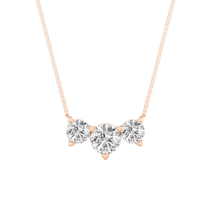 2CTW Round Lab-Grown Diamond Prong Three Stone Necklace 3 Stones