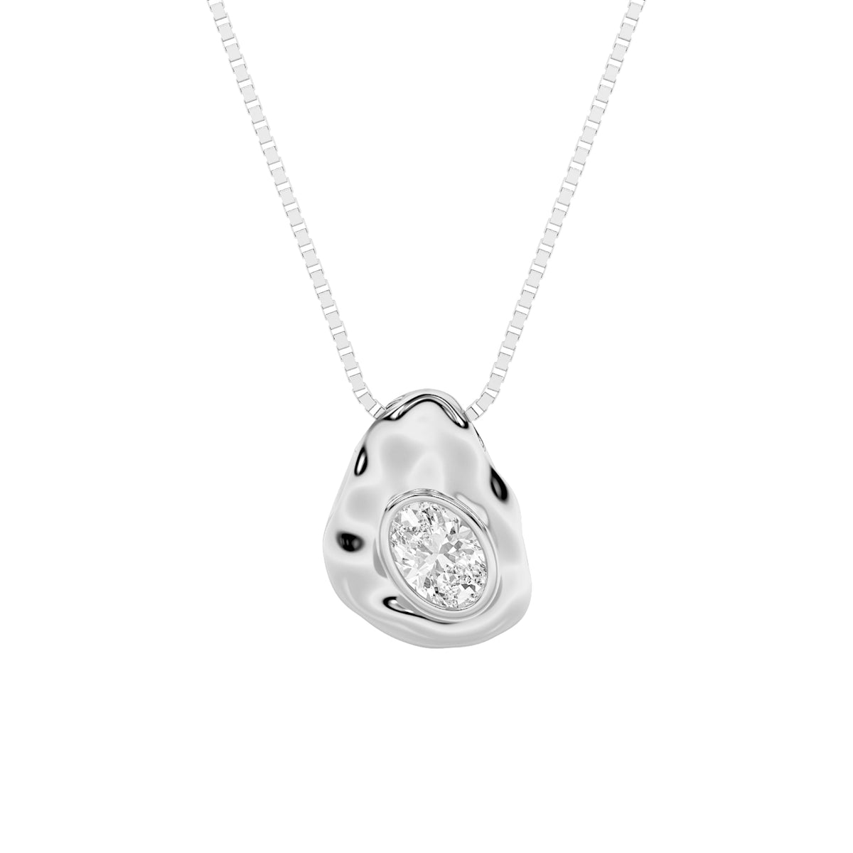 1CTW Oval Lab-Grown Diamond Bezel Organic Design Solitaire Pendant 1 Stone