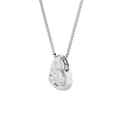 1CTW Oval Lab-Grown Diamond Bezel Organic Design Solitaire Pendant 1 Stone