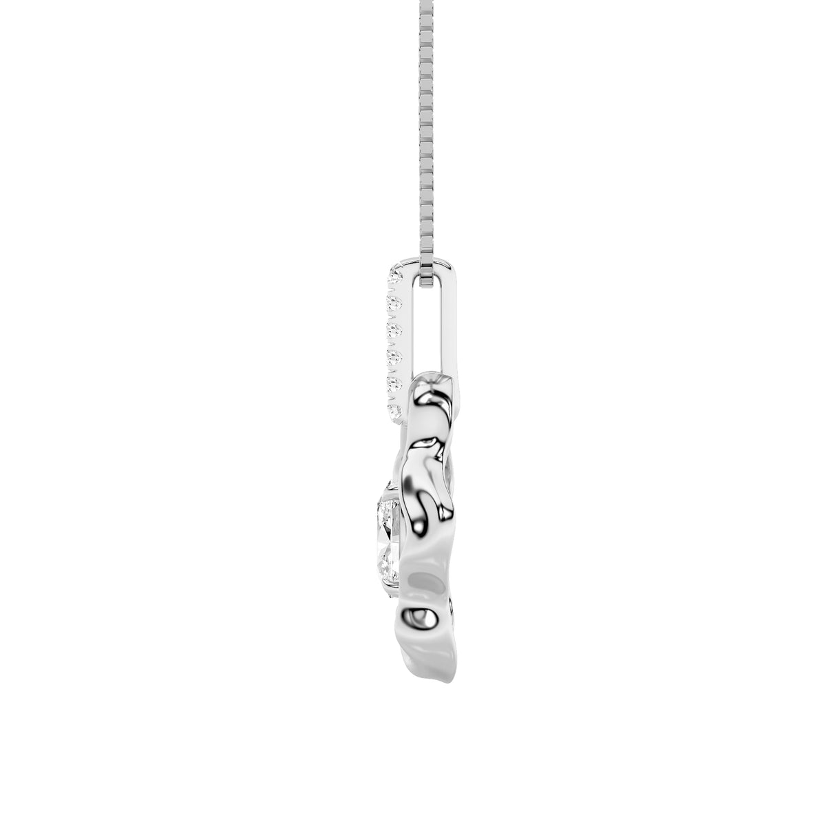 1CTW Oval Lab-Grown Diamond Prong Organic Design Solitaire Pendant 7 Stones