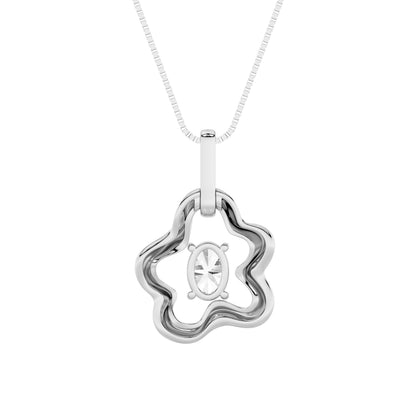 1CTW Oval Lab-Grown Diamond Prong Organic Design Solitaire Pendant 7 Stones
