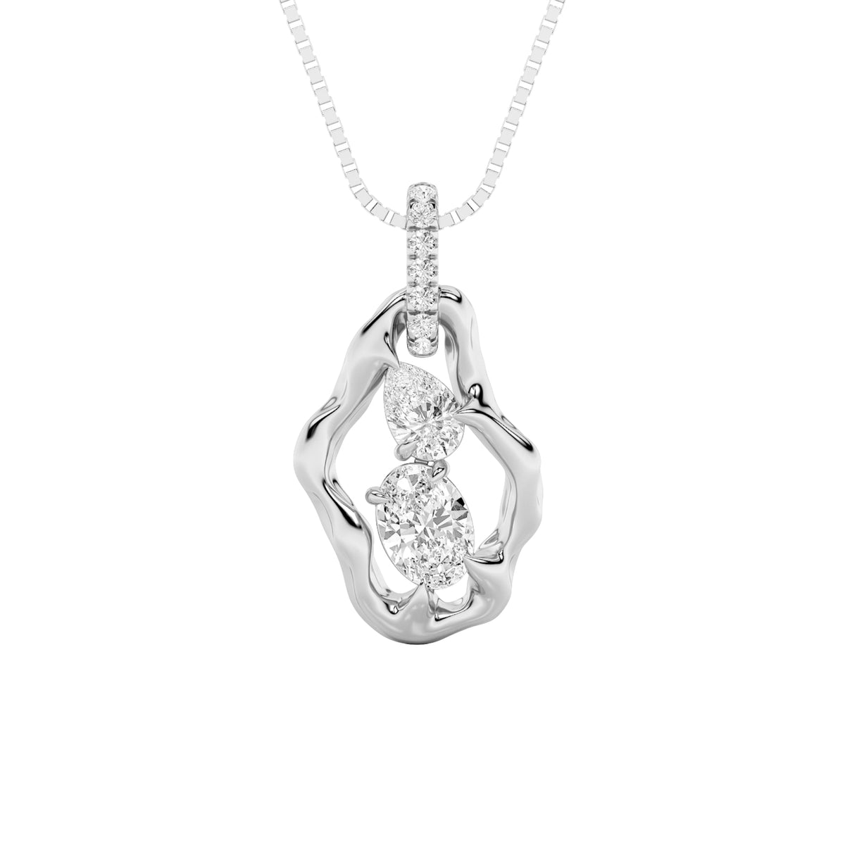 1CTW Oval Lab-Grown Diamond Organic Design Solitaire Pendant 9 Stones