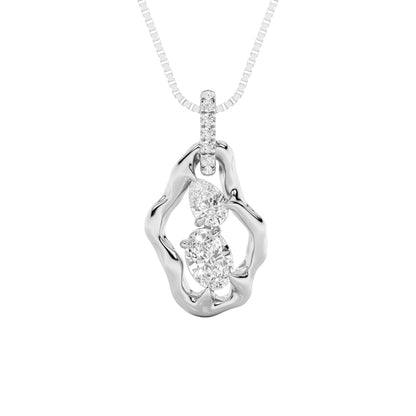 1CTW Oval Lab-Grown Diamond Organic Design Solitaire Pendant 9 Stones