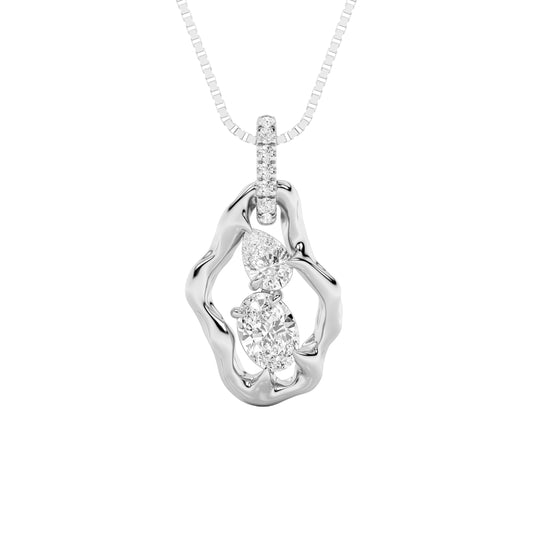 1CTW Oval Lab-Grown Diamond Organic Design Solitaire Pendant 9 Stones