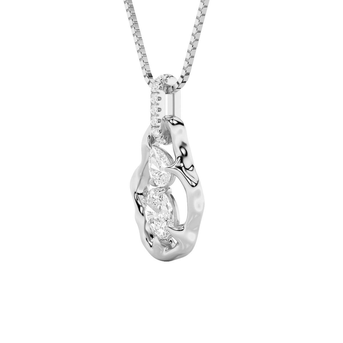 1CTW Oval Lab-Grown Diamond Organic Design Solitaire Pendant 9 Stones