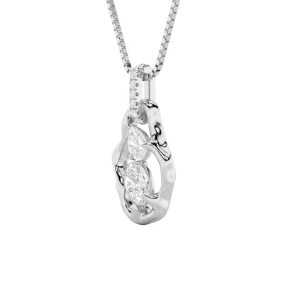 1CTW Oval Lab-Grown Diamond Organic Design Solitaire Pendant 9 Stones