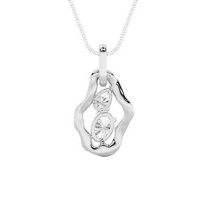 1CTW Oval Lab-Grown Diamond Organic Design Solitaire Pendant 9 Stones