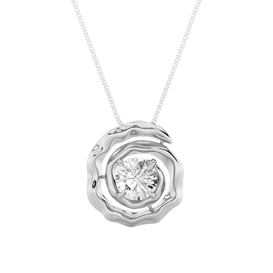 1CTW Round Lab-Grown Diamond Prong Organic Design Solitaire Pendant 1 Stone