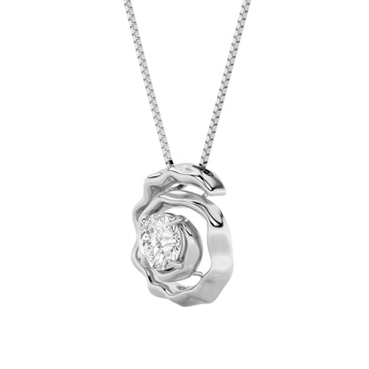 1CTW Round Lab-Grown Diamond Prong Organic Design Solitaire Pendant 1 Stone