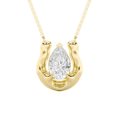 1CTW Pear Lab-Grown Diamond Prong Necklace 1 Stone