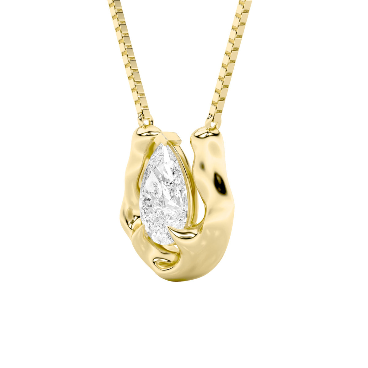 1CTW Pear Lab-Grown Diamond Prong Necklace 1 Stone