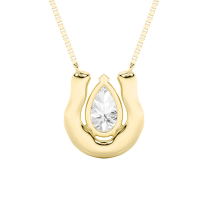 1CTW Pear Lab-Grown Diamond Prong Necklace 1 Stone